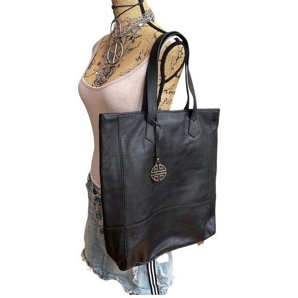 RARE - GUMP'S black pebble leather tote bag - RARE - Picture 1 of 13